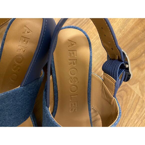 Aerosoles Camera Platform Blue Denim Block Heel-Size 8.5 - Picture 6 of 9